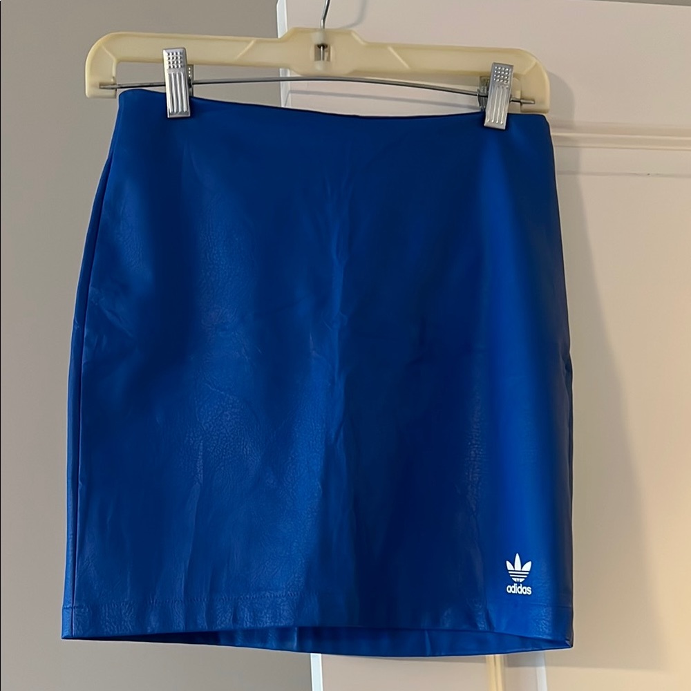 Women’s Adidas original blue faux leather skirt. Gorgeous. Size XS NWT